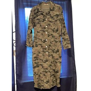 Long Distressed Camo Coat